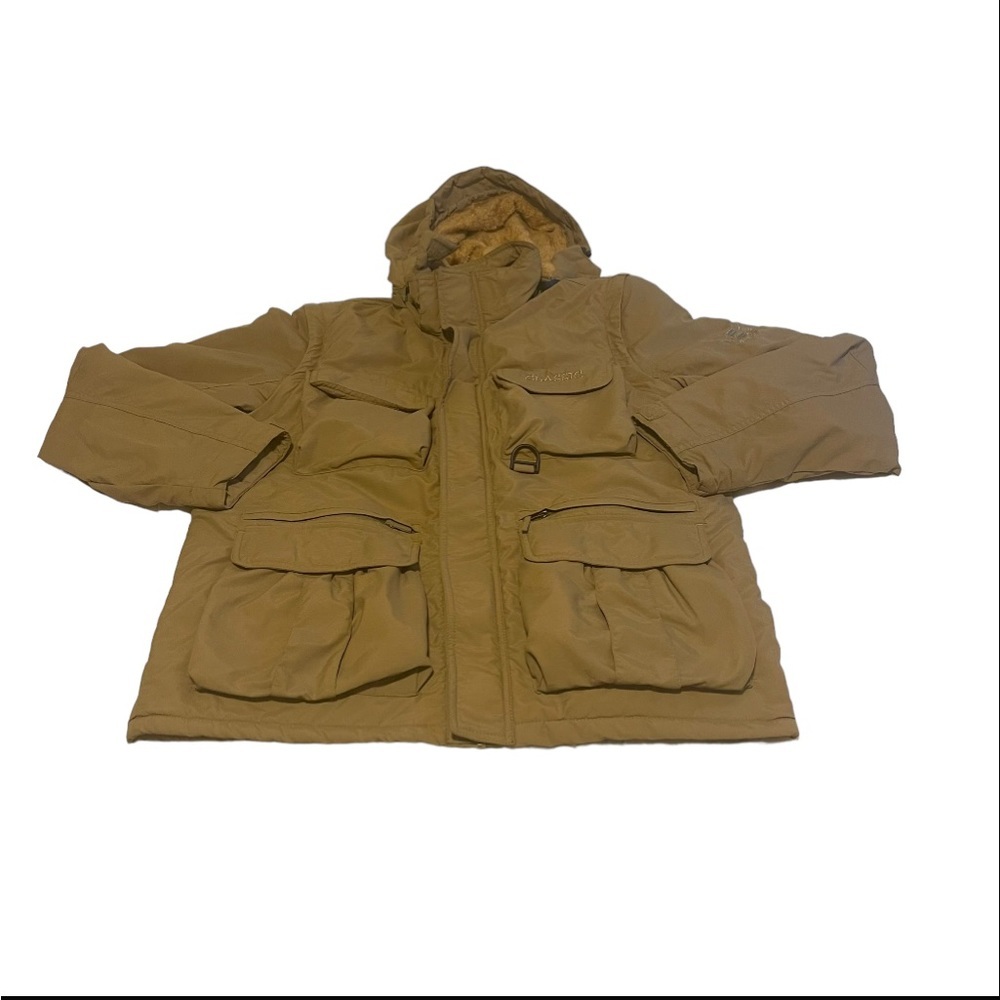 CLASSIC Jacket Men XL Brown Outdoor Casual Military Full Zip Pockets Solid‎ Logo